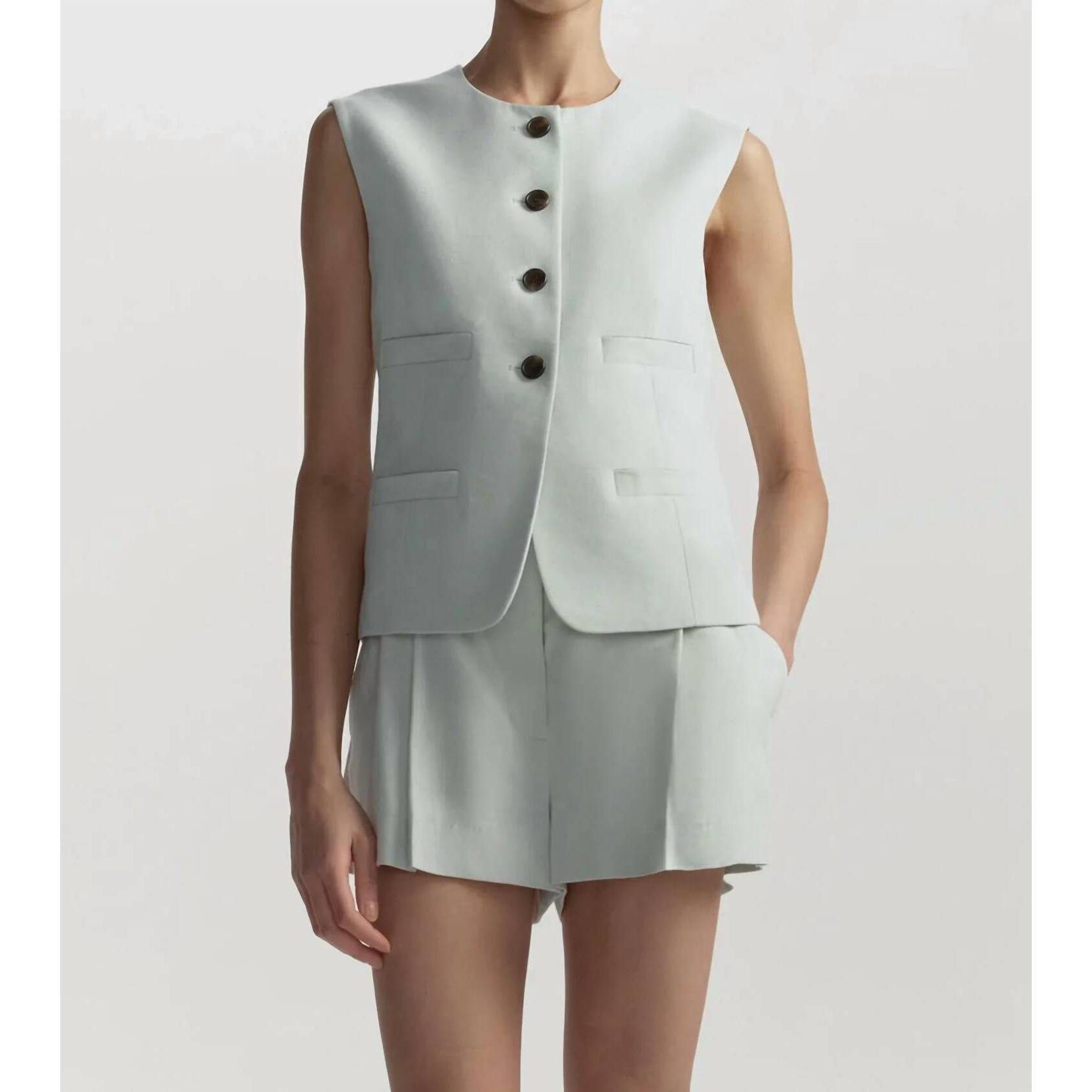 New A.L.C. Georgie Linen Vest In Pale Mint